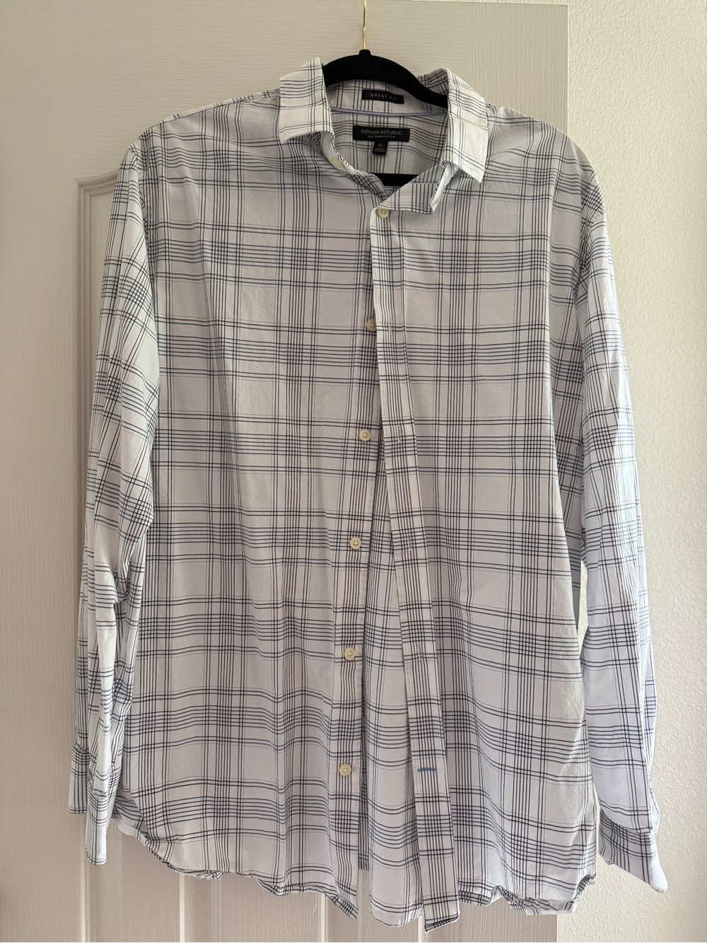 Banana Republic White Plaid Button-Down Shirt